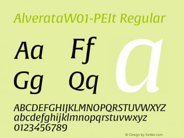 AlverataW01-PEIt Regular Version 1.00 Font Sample