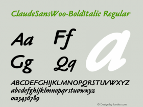 ClaudeSansW00-BoldItalic Regular Version 1.00 Font Sample