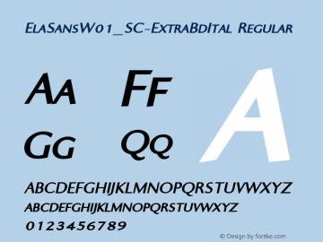 ElaSansW01_SC-ExtraBdItal Regular Version 1.00 Font Sample