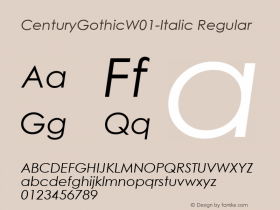 CenturyGothicW01-Italic Regular Version 2.01 Font Sample