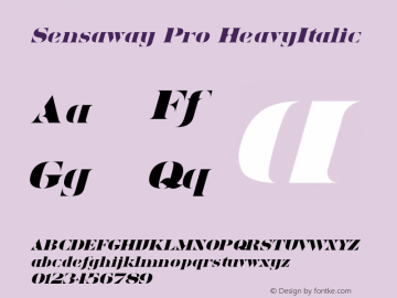 Sensaway Pro HeavyItalic Version 1.000 Font Sample