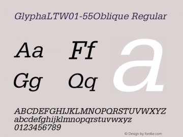 GlyphaLTW01-55Oblique Regular Version 2.2 Font Sample