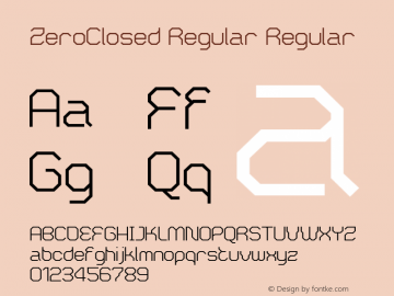 ZeroClosed Regular Regular Version 4.10 Font Sample