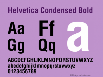 Helvetica Condensed Bold 001.004 Font Sample