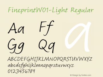 FineprintW01-Light Regular Version 2.02 Font Sample