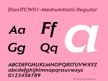 ElanITCW01-MediumItalic Regular Version 1.01 Font Sample
