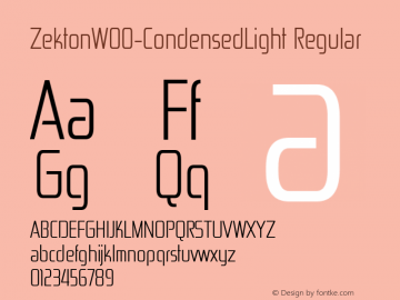 ZektonW00-CondensedLight Regular Version 4.00 Font Sample