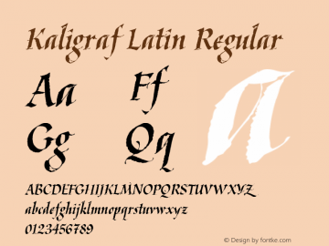 Kaligraf Latin Regular Version 1.000 2010 initial release Font Sample