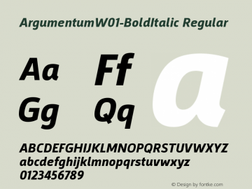 ArgumentumW01-BoldItalic Regular Version 2.00 Font Sample