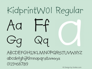 KidprintW01 Regular Version 2.01 Font Sample
