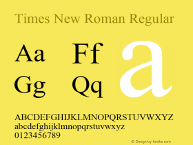 Times New Roman Regular Version 6.87图片样张