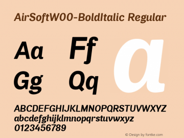 AirSoftW00-BoldItalic Regular Version 1.00图片样张