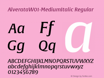 AlverataW01-MediumItalic Regular Version 1.10 Font Sample