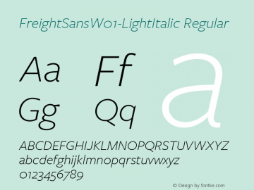 FreightSansW01-LightItalic Regular Version 1.00 Font Sample