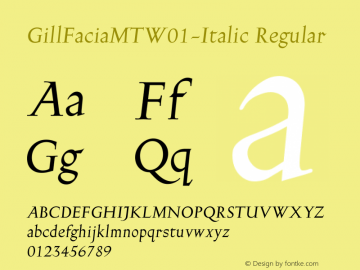 GillFaciaMTW01-Italic Regular Version 2.02图片样张