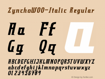 ZynchoW00-Italic Regular Version 1.00图片样张