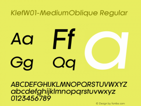 KlefW01-MediumOblique Regular Version 1.00 Font Sample