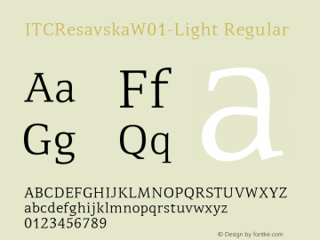 ITCResavskaW01-Light Regular Version 1.00图片样张