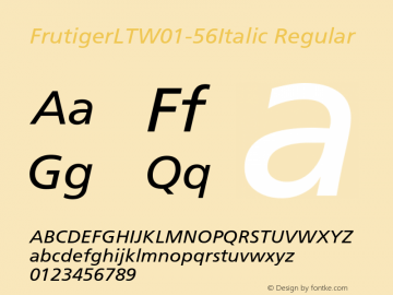 FrutigerLTW01-56Italic Regular Version 1.00图片样张