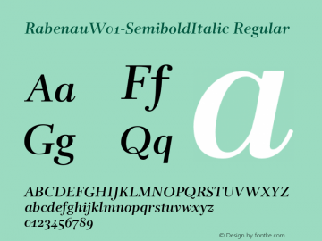 RabenauW01-SemiboldItalic Regular Version 1.00 Font Sample