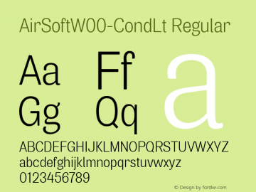 AirSoftW00-CondLt Regular Version 1.00 Font Sample