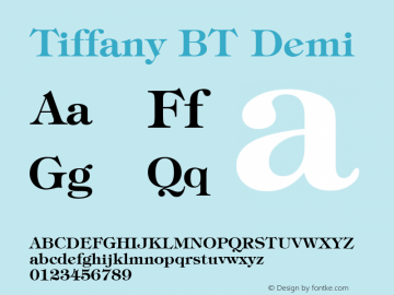 Tiffany BT Demi mfgpctt-v1.58 Thursday, March 4, 1993 9:55:56 am (EST) Font Sample