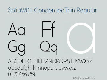 SofiaW01-CondensedThin Regular Version 1.00 Font Sample