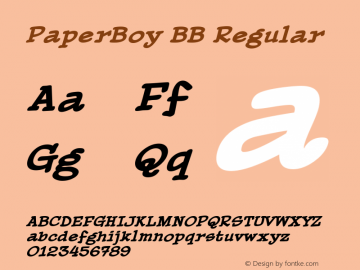 PaperBoy BB Regular Version 4.10 Font Sample