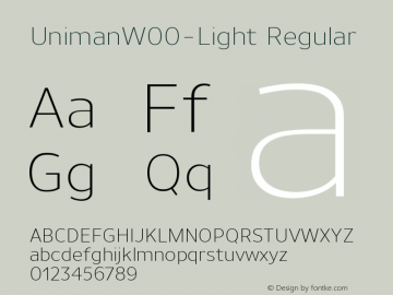 UnimanW00-Light Regular Version 1.10 Font Sample