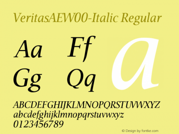 VeritasAEW00-Italic Regular Version 2.00 Font Sample