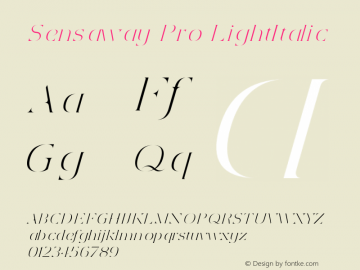 Sensaway Pro LightItalic Version 1.000 Font Sample