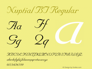 Nuptial BT Regular mfgpctt-v4.4 Dec 22 1998 Font Sample
