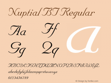 Nuptial BT Regular mfgpctt-v4.4 Dec 22 1998 Font Sample