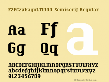 F2FCzykagoLTW00-Semiserif Regular Version 1.00 Font Sample