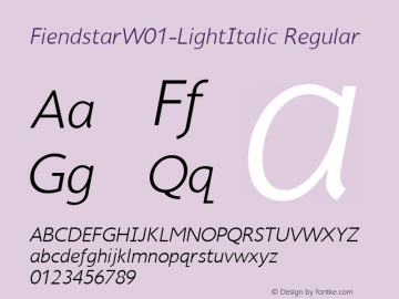 FiendstarW01-LightItalic Regular Version 1.10 Font Sample