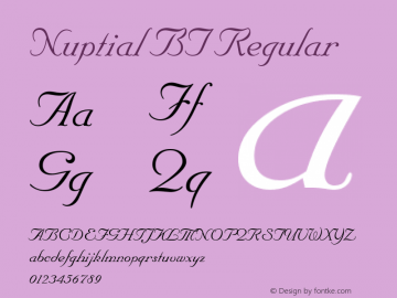 Nuptial BT Regular Version 2.001 mfgpctt 4.4 Font Sample