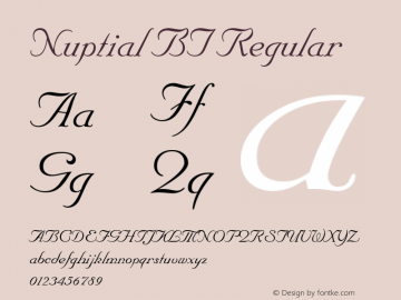 Nuptial BT Regular Version 1.01 emb4-OT Font Sample