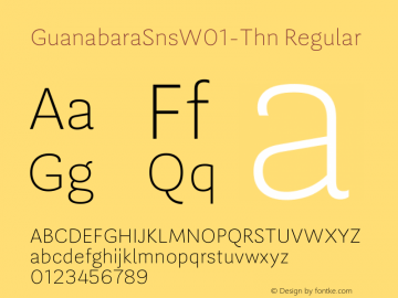 GuanabaraSnsW01-Thn Regular Version 1.00 Font Sample