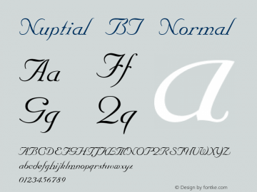 Nuptial BT Normal 1.000 Font Sample