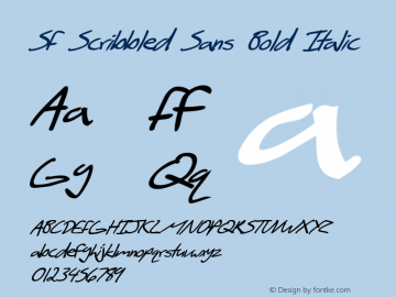 SF Scribbled Sans Bold Italic ver 1.0; 1999. Freeware for non-commercial use.图片样张