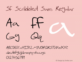 SF Scribbled Sans Regular ver 1.0; 1999. Freeware for non-commercial use. Font Sample