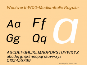 WoolworthW00-MediumItalic Regular Version 1.00图片样张