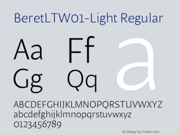BeretLTW01-Light Regular Version 2.02 Font Sample