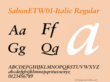 SabonETW01-Italic Regular Version 1.00 Font Sample