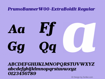 PrumoBannerW00-ExtraBoldIt Regular Version 1.10 Font Sample