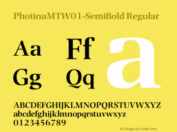 PhotinaMTW01-SemiBold Regular Version 1.02 Font Sample
