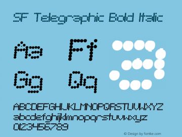 SF Telegraphic Bold Italic ver 1.0; 1999. Font Sample