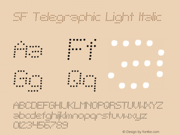 SF Telegraphic Light Italic ver 1.0; 1999. Freeware for non-commercial use. Font Sample