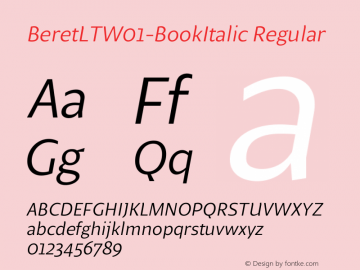 BeretLTW01-BookItalic Regular Version 2.02 Font Sample