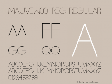 MauveW00-Reg Regular Version 1.00 Font Sample